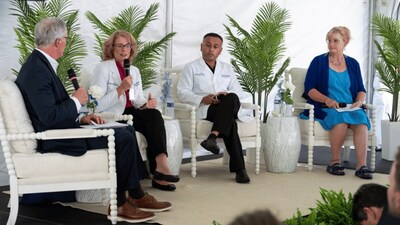 Dr. Bob Rohrlack, CCE, CEO of the Tampa Bay Chamber, moderated a community conversation about the hospital expansion, featuring insights from Jill Mendez, AdventHealth Carrollwood chief nursing officer; Dr. Krishen Patel, gastroenterologist; and former patient Malee Brookbank, who shared her lifesaving experience.