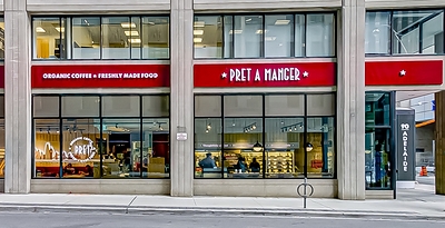 Front of the Pret Shop on Adelaide Street in downtown Toronto