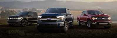 Three Ford trucks in a row