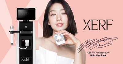 XERF™ Ambassador Shin Hye Park with the XERF™, a dual-frequency monopolar RF device for non-invasive structural skin tightening