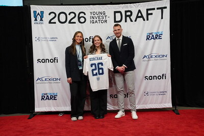 Emilie Korchak, PhD at the Uplifting Athletes Young Investigator Draft Ceremony.