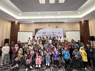 Participants with disabilities take part in a training held by Evermos together with the International Labour Organization (ILO) in Special Region of Yogyakarta, Indonesia