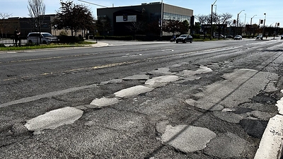 Potholes and Uneven Road Surfaces on Barton Street East in Hamilton, Ontario. (May 4, 2026)