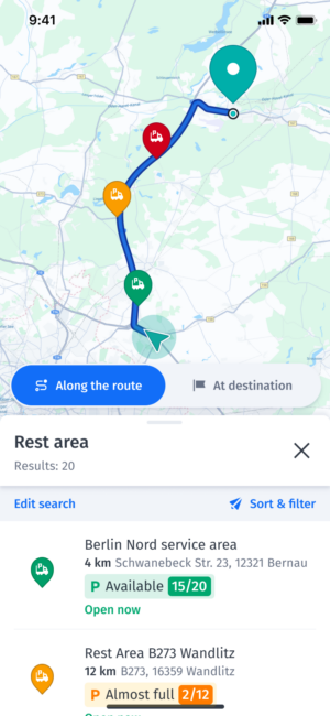 HERE integrates Toll Collect’s truck parking availability data into HERE WeGo Pro
