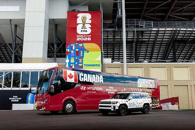 As FIFA’s official mobility partner, Hyundai brings purpose to the “Be There with Hyundai” platform, with a Hyundai Hope on Wheels SANTA FE leading Team Canada’s bus in its World Cup debut on home soil. More than just a vehicle, it’s a symbol of hope and courage, shining a spotlight on children across Canada fighting cancer.