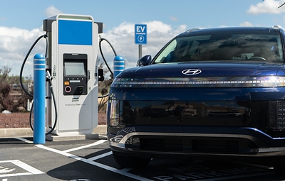 The Hyundai IONIQ 9 Operation Frodo dog rescue SUV is photographed charging in Stanfield, Ore., on June 10, 2026.