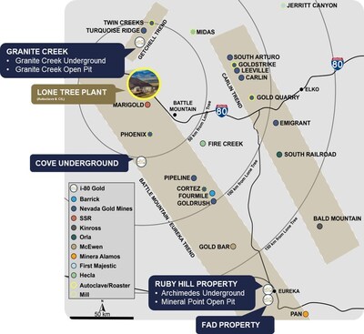 Figure: Regional Map of i-80 Gold Assets in Northern Nevada (CNW Group/i-80 Gold Corp)