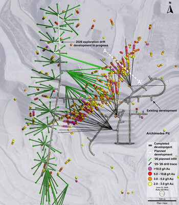 Figure 2: Plan View of Archimedes Underground (CNW Group/i-80 Gold Corp)
