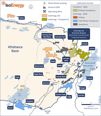 Figure 3 – Location of IsoEnergy's exploration projects in the eastern Athabasca Basin showing planned summer exploration work. Figure 3 – Location of IsoEnergy's exploration projects in the eastern Athabasca Basin showing planned summer exploration work.