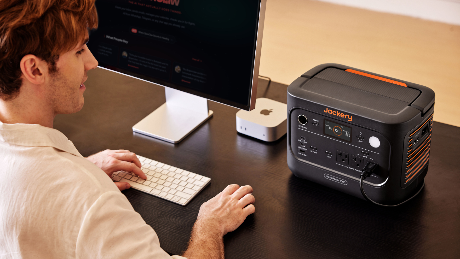 Jackery HomePower 1000 v2 power station sitting on a home office desk