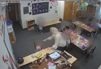 Surveillance footage captured a preschool teacher at Trinity Lutheran School in San Angelo, Texas, lunging at a 4-year-old girl, per a lawsuit filed by the preschooler's family and The Button Law Firm. Surveillance footage captured a preschool teacher at Trinity Lutheran School in San Angelo, Texas, lunging at a 4-year-old girl, per a lawsuit filed by the preschooler's family and The Button Law Firm.