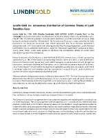 Lundin Gold Inc. Announces Distribution of Common Shares of LunR Royalties Corp.