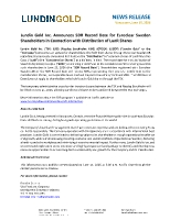 Lundin Gold Inc. Announces SDR Record Date for Euroclear Sweden Shareholders in Connection with Distribution of LunR Shares