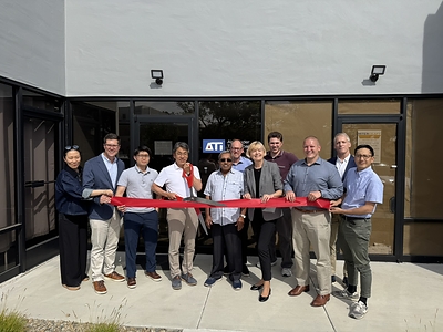Ribbon Cutting Ceremony of new Nagase Coatings Lab - Americas office in Costa Mesa, California featuring former owner, Cyriac Alexander, and the Nagase America leadership team.