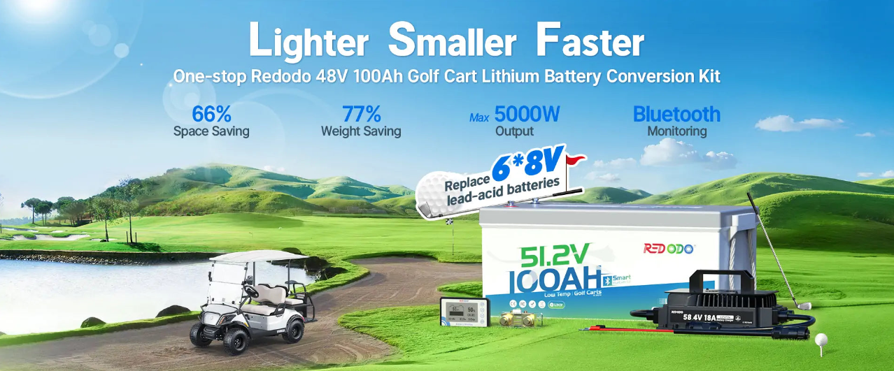 Redodo 48V 100Ah Lithium Golf Cart Bluetooth LiFePO4 Battery Prime Day Deal