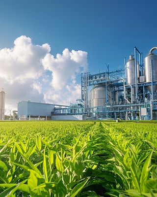 Representative image of an advanced biofuel biorefinery