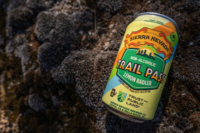 Limited-edition Trail Pass Lemon Radler non-alcoholic brew, front view of can