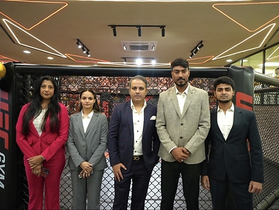 (L-R) Sanyogita Ramanan, Vice President Sales & Operations - UFC GYM India; C.A. Kajol Palsaniya, Director - UFC GYM Jagatpura; Istayak Ansari, Founder and Managing Director - UFC GYM India; Ghanshyam Yadav, Director - UFC GYM Jagatpura and Mohammed Rabi, Senior Manager Franchising & Operations - UFC GYM India