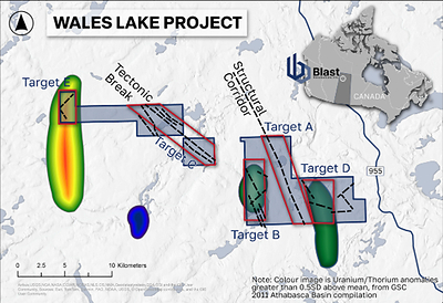 Figure 2: Wales Lake Targets Featuring Tectonic Break