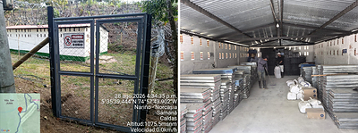 Figure 2. Core shack and boxes storing historical drill cores.