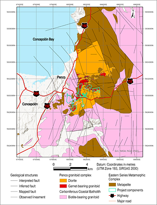 Figure 3: Regional geology of the Penco area, Biobío Region, Chile. Source: Aclara Resources Inc. (2026)
Source: Aclara Resources Inc. (2026) Figure 3: Regional geology of the Penco area, Biobío Region, Chile. Source: Aclara Resources Inc. (2026)
Source: Aclara Resources Inc. (2026)
