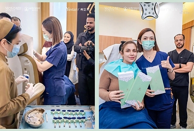 Chinese physicians demonstrate aphranel® injection techniques to local medical professionals during a clinical exchange in Saudi Arabia.