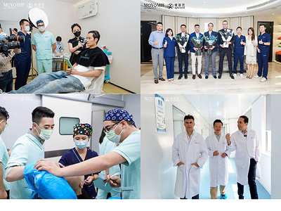 Physicians from the UK observe clinical injection demonstrations during visits to aesthetic clinics in China.