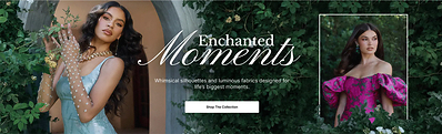 Models showcase romantic and dreamlike styles from Azazie's first couture-inspired occasionwear collection, Enchanted Moments F/W 2026.