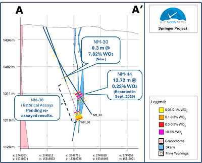 Figure 1. Section and location Map of drillhole NM-30