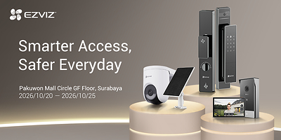 EZVIZ welcomes Indonesian families with newly launched products and exclusive promotions at the first stop of its national tech roadshow at Pakuwon Mall in Surabaya from Oct.20–25, 2026.