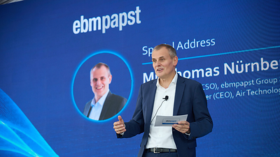 Thomas Nuernberger shares ebm-papst's vision at the Malaysia Air Technology Hub Opening Ceremony.