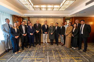 Photo Caption (Left to Right): Mr. Lutz Kunack, Honorary Consul to the Philippines; Ms. Anne Siebenaler, Third Secretary (AS); Ms. Véronique Dockendorf, Director for Political Affairs; Mr. Luc Poveromo, Second Secretary, Press Officer; Mr. Sam Schreiner, Ambassador, Director for ASEAN; Ms. Anne Moes, Minister-Counsellor, Deputy Head of Mission, Embassy in the Philippines; Mr. Michel Leesch, Ambassador of Luxembourg to the Philippines; Mr. Pierre Ferring, Ambassador, Director for the Promotion of Foreign Trade and Investments; H.E. Xavier Bettel, Minister for Foreign Affairs of Luxembourg;  Ms. Isabel Chatterton, Director General, Private Sector Operations Department (PSOD); Mr. Felix Ayque, CEO/CTO of Komunidad; Mr. Kenji Yuhaku, Senior Advisor, PSOD; Mr. Claus Astrup, Director, Strategic Partnerships Division; Mr. Allister Ayque, Co-Founder & COO, Komunidad; Mr. Paul Flegler, Director, Finance Sector Group; Ms. Lisette Cipriano, ADB Principal Digital Finance Specialist; Ms. Pang Sittakaradej, Head of Seed, ADB Ventures; Mr. Daniel Hersson, Head of ADB Ventures.