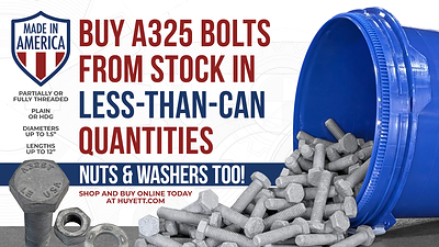 A325 Bolts Available from Huyett in Broken-Can Quantities