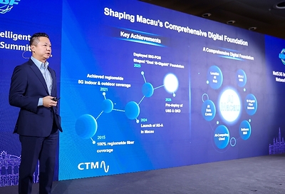 Hudson Lou, Head of Network Services and Development at CTM, delivering a keynote speech