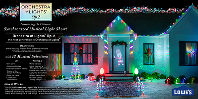 Brought to you by Gemmy, this high-tech holiday lighting system delivers an app-controlled, fully immersive experience where music, motion and light come together in a coordinated outdoor performance.