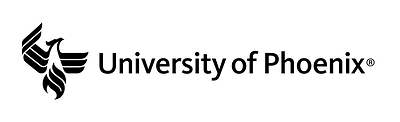 University of Phoenix logo with the black and white phoenix bird. University of Phoenix logo with the black and white phoenix bird.
