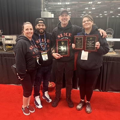 The Slice on Broadway and Lucatino Italian Tavern team celebrates multiple national awards at the 2026 Great American Pizza Challenge at Pizza Expo Columbus.