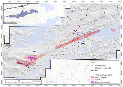 Figure 1: Majority of the 2026 drill hole locations at the Shaakichiuwaanaan Project.
