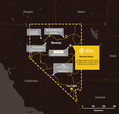 Sun Silver’s Maverick Silver Project location and surrounding operators. Sun Silver’s Maverick Silver Project location and surrounding operators.