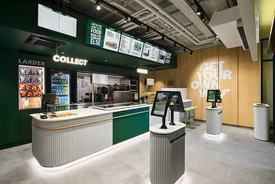 Inside Subway’s new Blueprint restaurant at Amstel Station, Amsterdam.