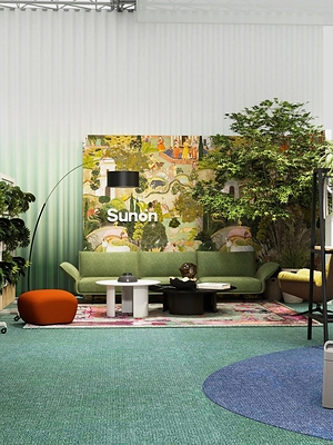 SUNON’s ORGATEC 2026 exhibition space brings nature-inspired design and contemporary workplace solutions together, reflecting the brand’s theme, “@Sunon @AI @Nature.”