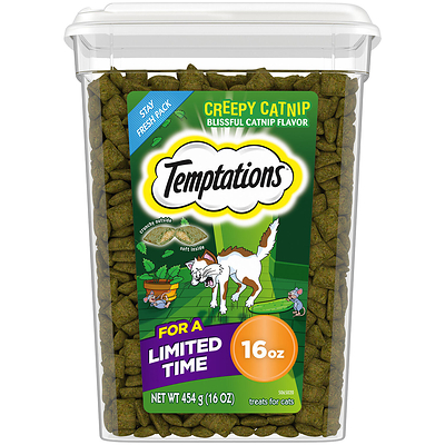 The TEMPTATIONS™ brand is dropping two limited-edition cat treat varieties this Halloween: TEMPTATIONS™ MixUps Tasty Human cat treats and TEMPTATIONS™ Creepy Catnip cat treats.