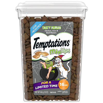 The TEMPTATIONS™ brand is dropping two limited-edition cat treat varieties this Halloween: TEMPTATIONS™ MixUps Tasty Human cat treats and TEMPTATIONS™ Creepy Catnip cat treats.