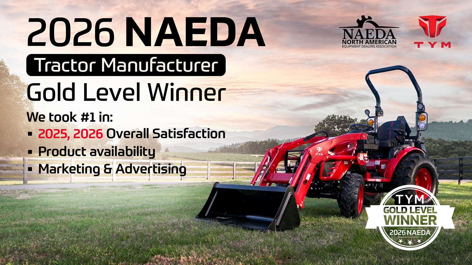 TYM Awarded the Gold Level for the NAEDA Dealer Survey by the North American Equipment Dealers Association