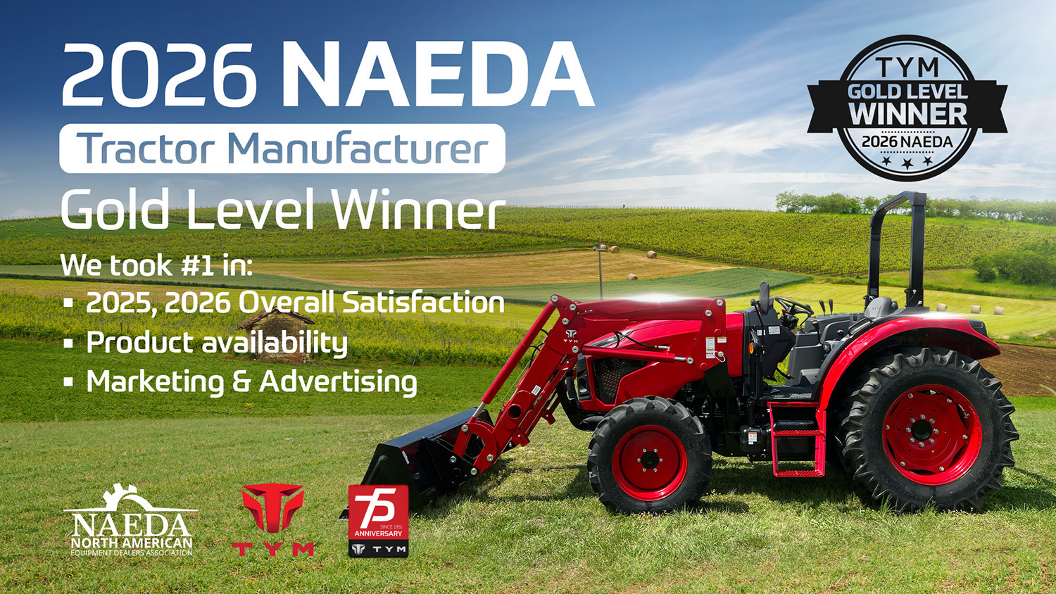 TYM Awarded the Gold Level for the NAEDA Dealer Survey by the North American Equipment Dealers Association