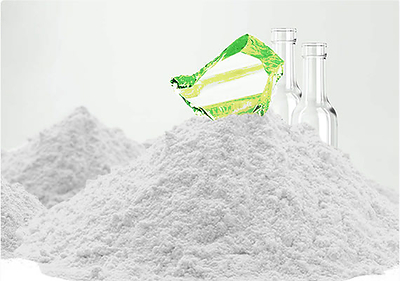 Pozzotive®, Urban Mining Industries' ground-glass pozzolan made from post-consumer recycled glass for use as a supplementary cementitious material. Photo courtesy of Urban Mining Industries