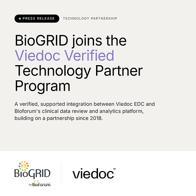 BioGRID by Bioforum joins the Viedoc Verified Technology Partner Program, establishing a verified, supported integration between Viedoc EDC and BioGRID, Bioforum's clinical data review and analytics platform.